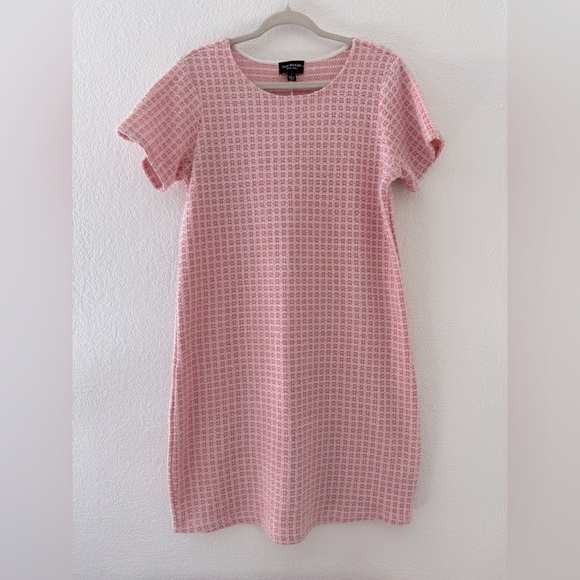 Isaac Mizrahi Pink Sheath Dress Short Sleeve Crew Neck Texture Size  L - Picture 1 of 8